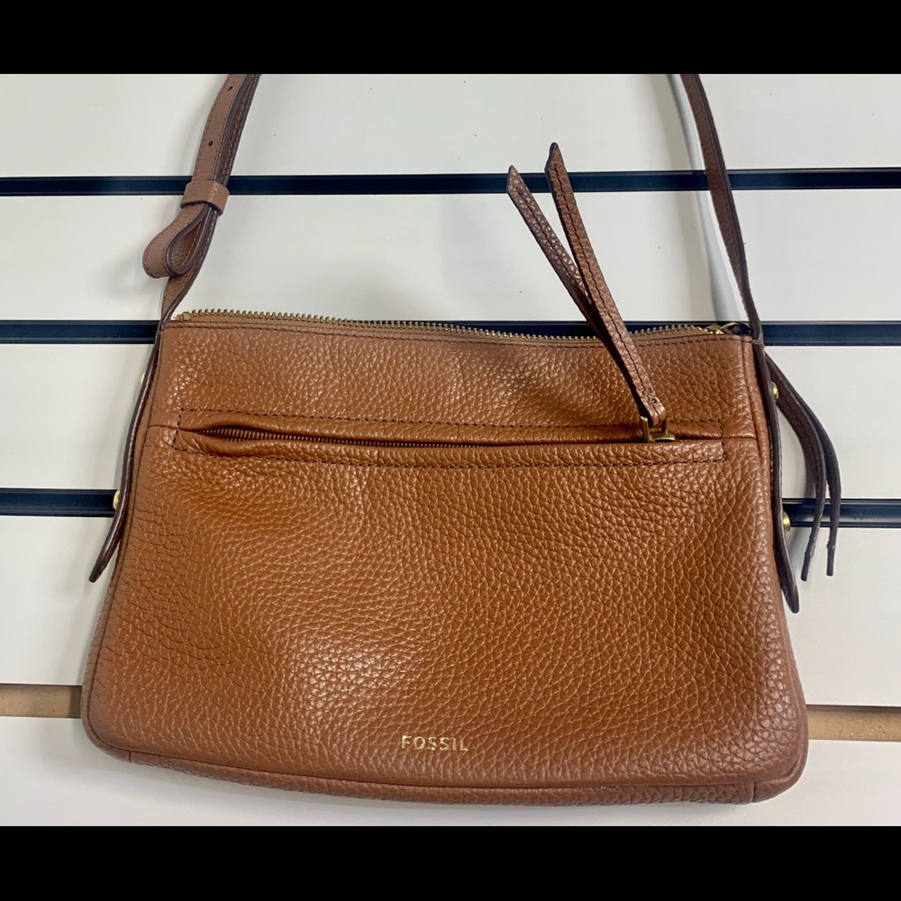 Fossil Cross body brown handbag leather cows hides